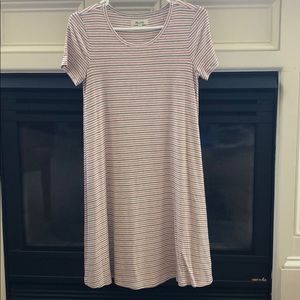 Red blue white striped dress